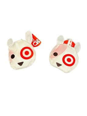 Target Bullseye Dog Reusable Shopping Bag Set of 2 NEW Red and White